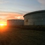 150’ x 39’ Stainless Steel UAN Storage Tank Construction in Progress Aerial