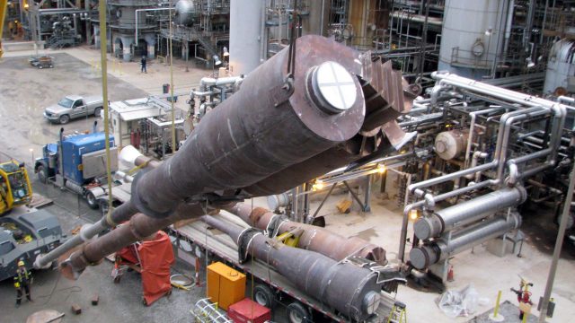 Raising Pair of Primary & Secondary Cyclones a to Temporary Structure for Assembly